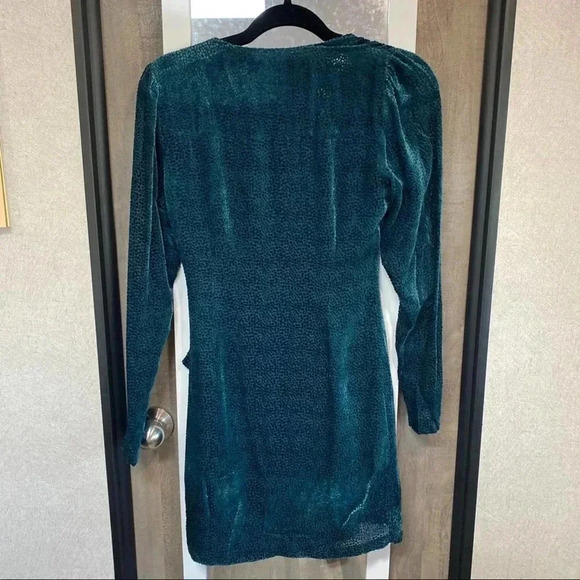 Intermix Green Velvet Faux Wrap Dress - Picture 4 of 4